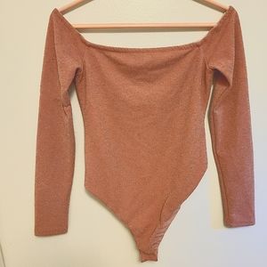 AE Studio Pink Sparkly Longsleeve Bodysuit Size M